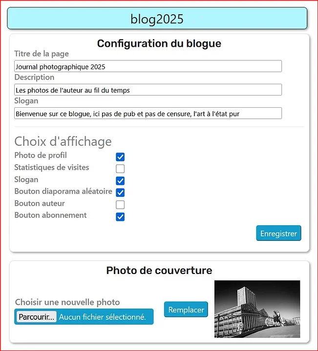 Nouvelle page de configuration des blogues - Photo n°1